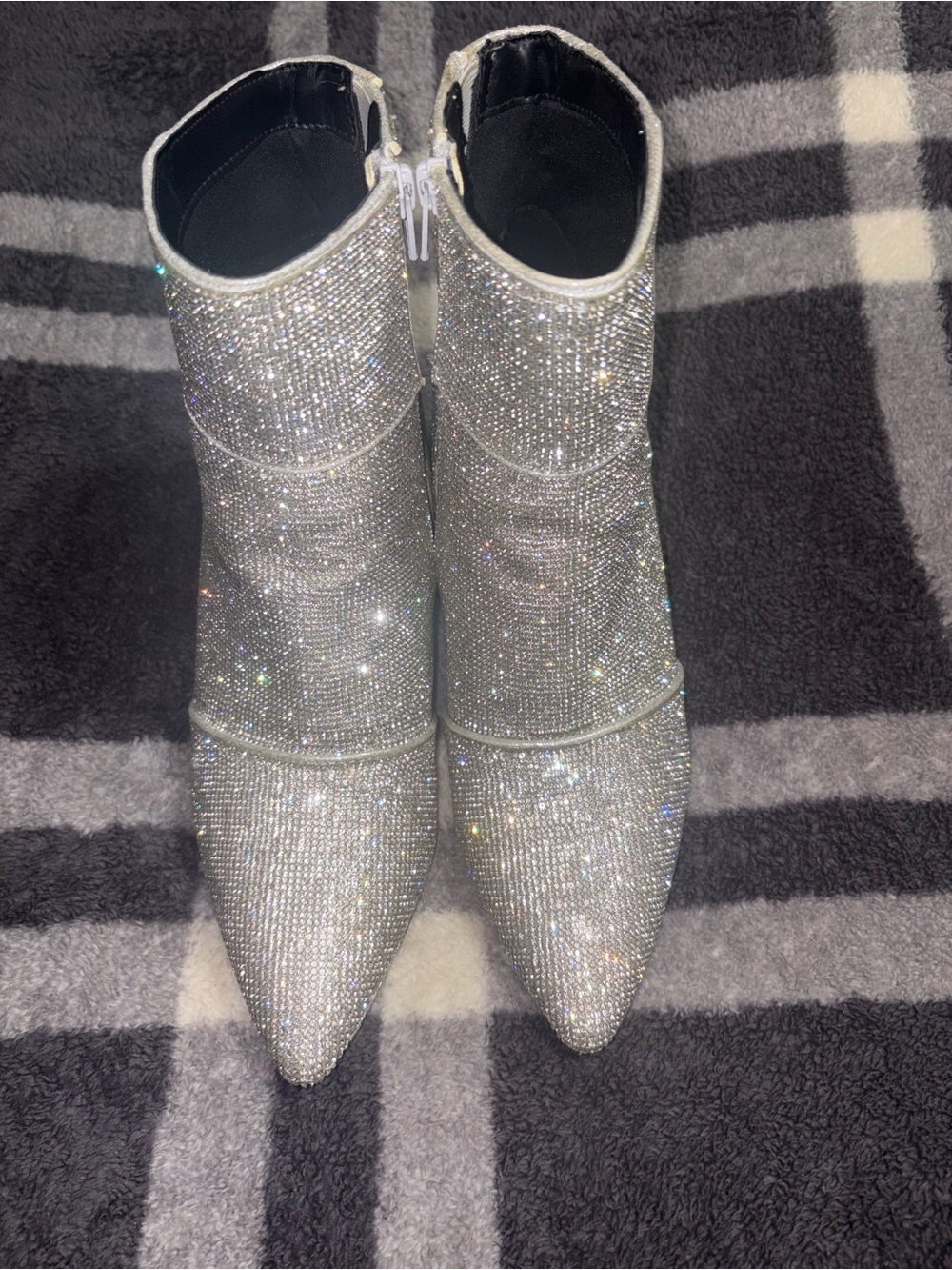 a new day Silver Rhinestone Pointed Ankle Boots